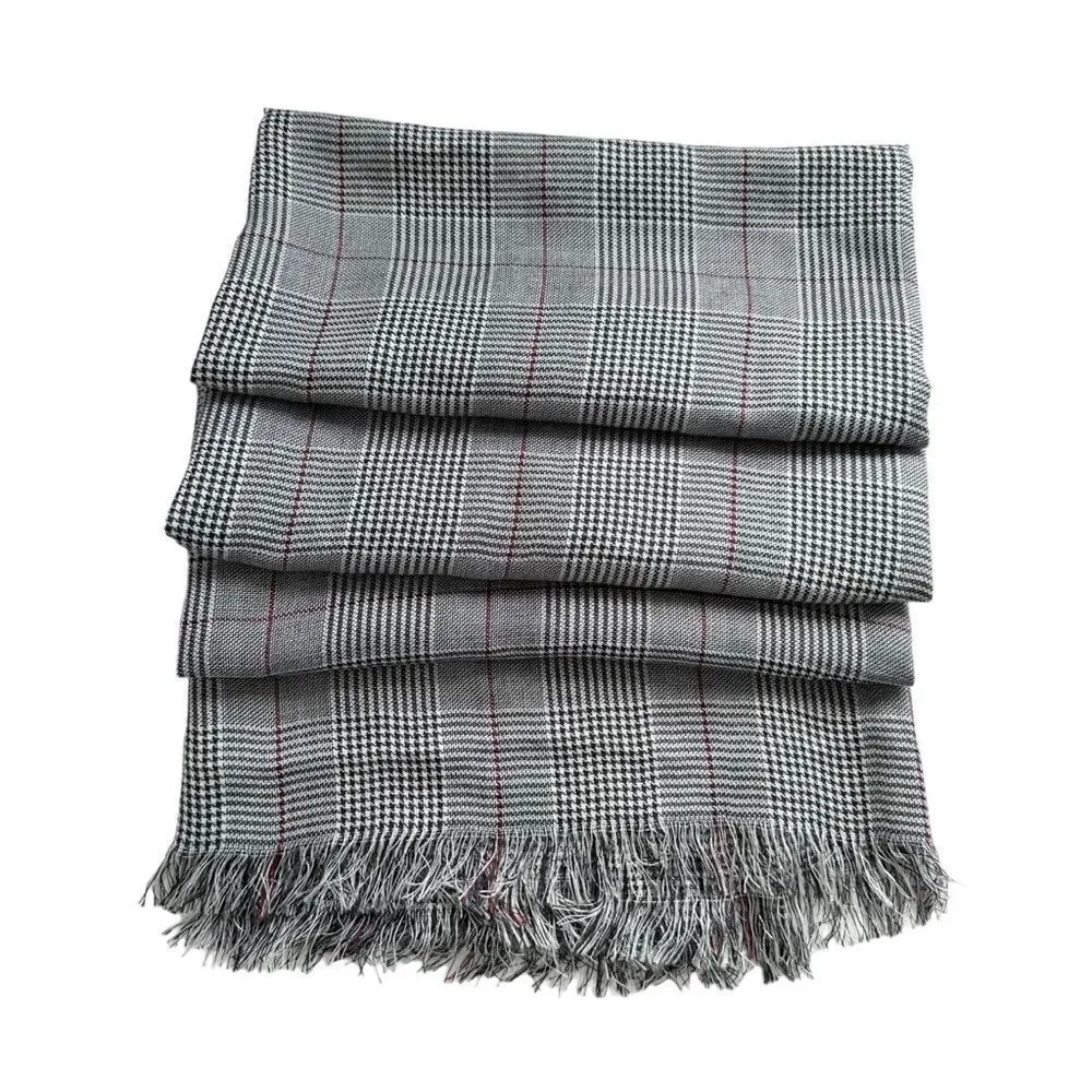 🔃H&M Men's Gray Plaid Patterned Scarf